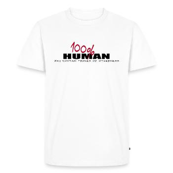 100% human and other - Men's Premium Organic T-Shirt - white - Front - Nico (187cm)