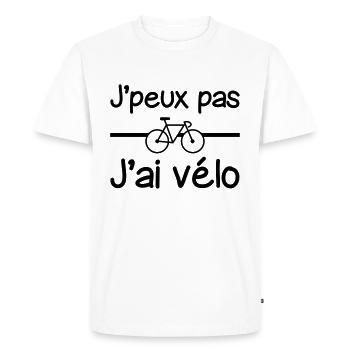 J'peux pas j'ai vélo , cyclisme - T-shirt Premium bio Homme - blanc - Devant - Nico (187cm)