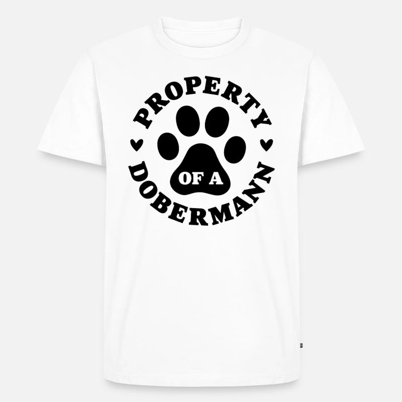 Eigentum eines Dobermanns - Männer Premium Bio T-Shirt - Weiß