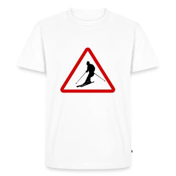 Panneaux de signalisation ski Attention Panneau skieur - T-shirt Premium bio Homme - blanc - Devant - Nico (187cm)
