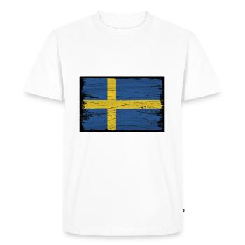 Vintage flag of country Sweden 3D Swedish - Men's Premium Organic T-Shirt - white - Front - Nico (187cm)