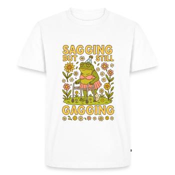 Affaissement mais toujours bâillonnement - Fun Frog Design - T-shirt Premium bio Homme - blanc - Devant - Nico (187cm)
