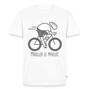 velo vélo vélos velos cycliste Mouiller le maillot - T-shirt Premium bio Homme - blanc - Devant - Nico (187cm)