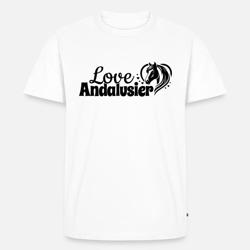 Andalusier Love Herz Pferdekopf - Männer Premium Bio T-Shirt - Weiß