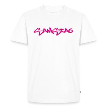 Le samedi, disponible tous les jours de la semaine, nettsfetz.de - T-shirt Premium bio Homme - blanc - Devant - Nico (187cm)