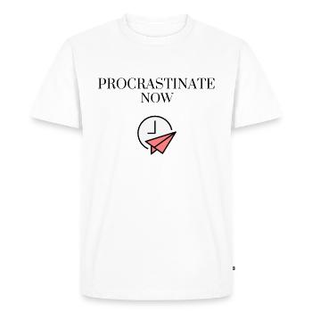 Procrastinez maintenant - T-shirt Premium bio Homme - blanc - Devant - Nico (187cm)