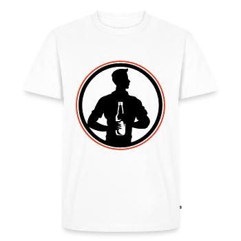 Silhouette de bouteille de bière buvant - T-shirt Premium bio Homme - blanc - Devant - Nico (187cm)