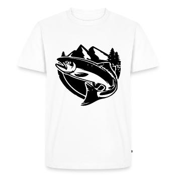 Pêche Camping Saumon Saumon Sport Pêcheur Passe-temps - T-shirt Premium bio Homme - blanc - Devant - Nico (187cm)