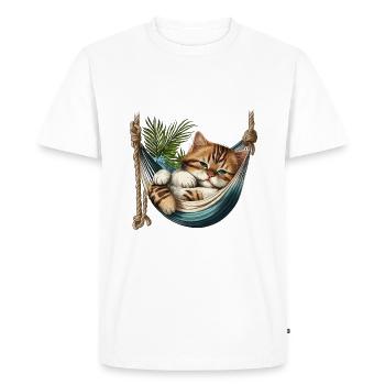 Chat dans un Hammock - T-shirt Premium bio Homme - blanc - Devant - Nico (187cm)