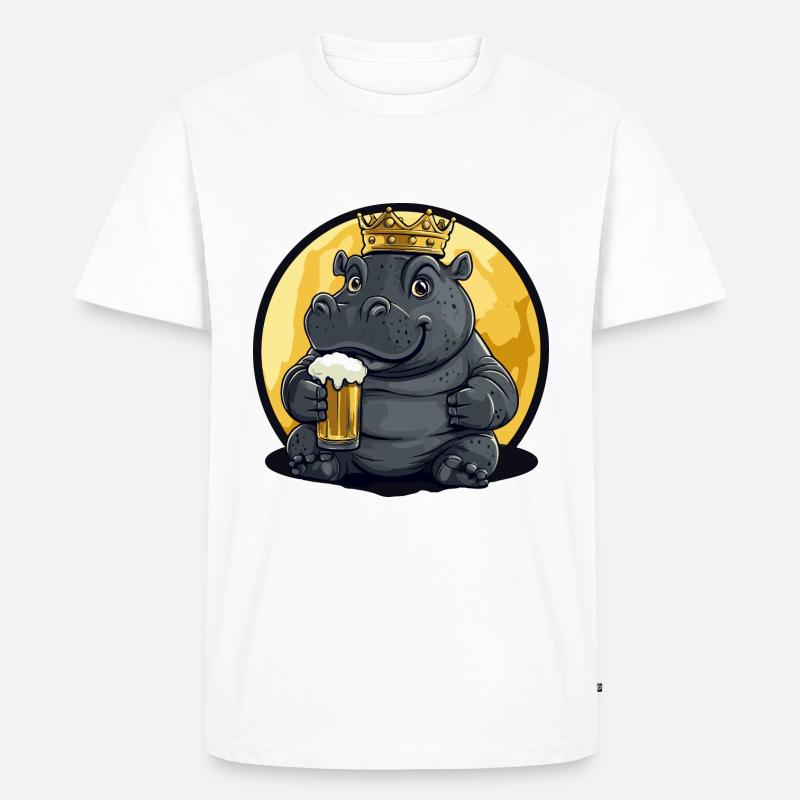 Nilpferd Bier Comic - Männer Premium Bio T-Shirt - Weiß