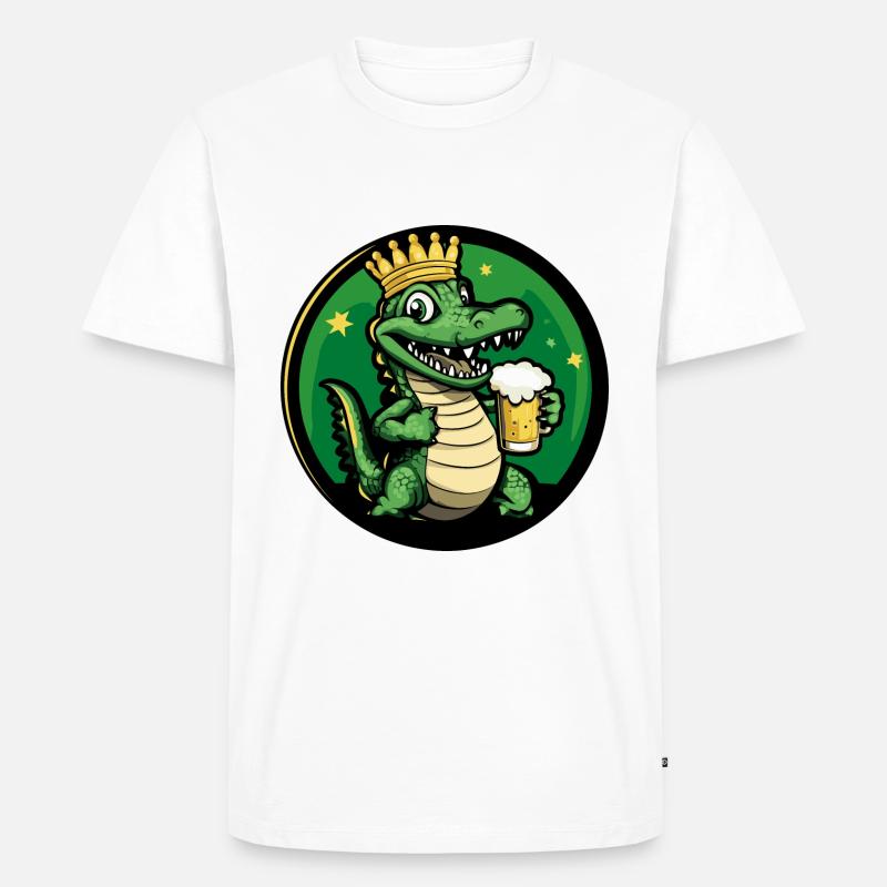 Alligator Bier Comic - Männer Premium Bio T-Shirt - Weiß