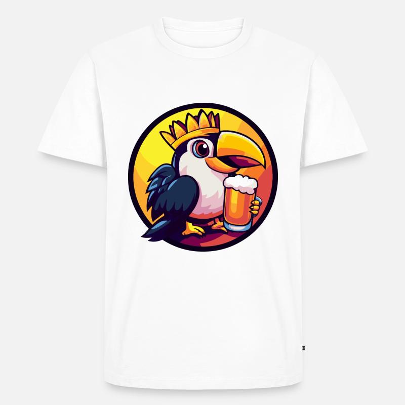 Tukan Vogel Bier Comic - Männer Premium Bio T-Shirt - Weiß