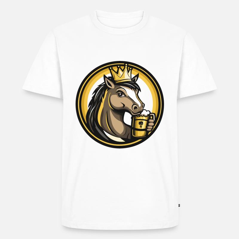 Pferd Bier Comic - Männer Premium Bio T-Shirt - Weiß
