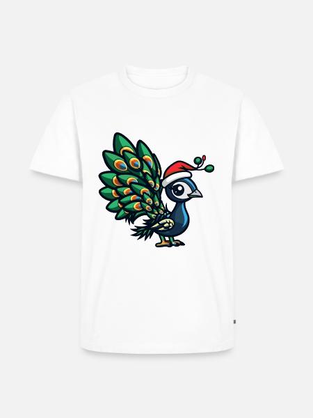 Peacock Bird Christmas - Men's Premium Organic T-Shirt - white