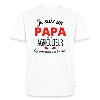 Papa et AGRICULTEUR - T-shirt Premium bio Homme - blanc - Devant - Nico (187cm)
