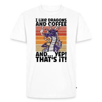 J’aime dragon et café - Dragon Illustration - T-shirt Premium bio Homme - blanc - Devant - Nico (187cm)
