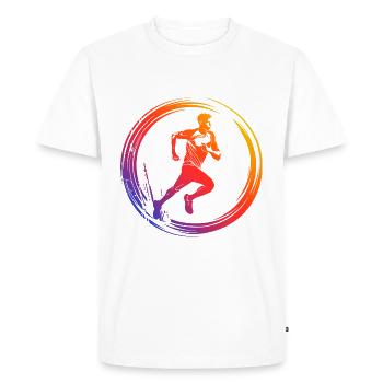 Running Marathon Silhouette Colorful - Men's Premium Organic T-Shirt - white - Front - Nico (187cm)