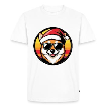 Shiba Inu Chien Noël Cool - T-shirt Premium bio Homme - blanc - Devant - Nico (187cm)