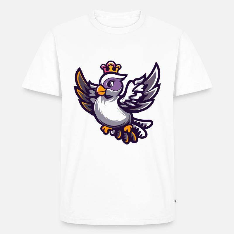 Taube Vogel Comic Krone - Männer Premium Bio T-Shirt - Weiß