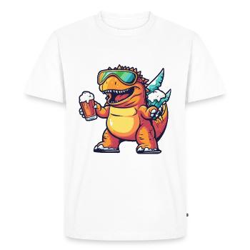 Bière de ski stégosaure dinosaure - T-shirt Premium bio Homme - blanc - Devant - Nico (187cm)