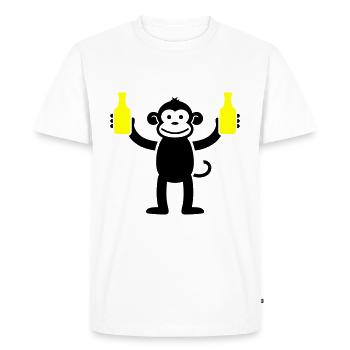 Singe avec de la bière Fête drôle - T-shirt Premium bio Homme - blanc - Devant - Nico (187cm)