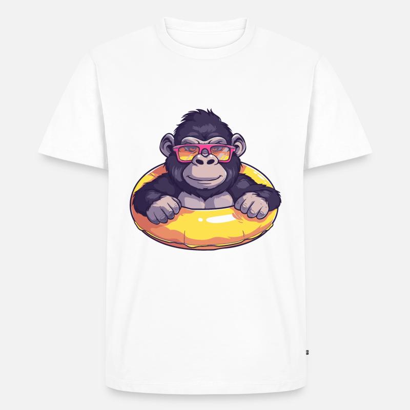 Gorilla Sommer Comic - Männer Premium Bio T-Shirt - Weiß