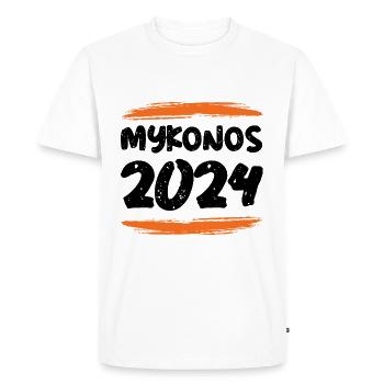 Mykonos 2024 - T-shirt Premium bio Homme - blanc - Devant - Nico (187cm)
