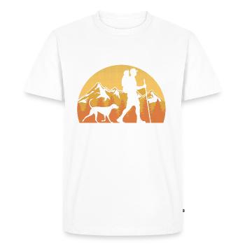 Randonneur avec chien - alpinisme randonnée en montagne - T-shirt Premium bio Homme - blanc - Devant - Nico (187cm)