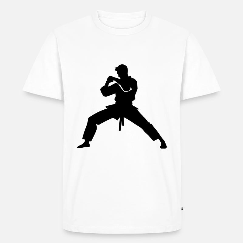 Karate Mann Symbol - Männer Premium Bio T-Shirt - Weiß
