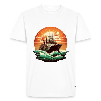 Bateau de croisière Retro Vintage couleur 2 - T-shirt Premium bio Homme - blanc - Devant - Nico (187cm)