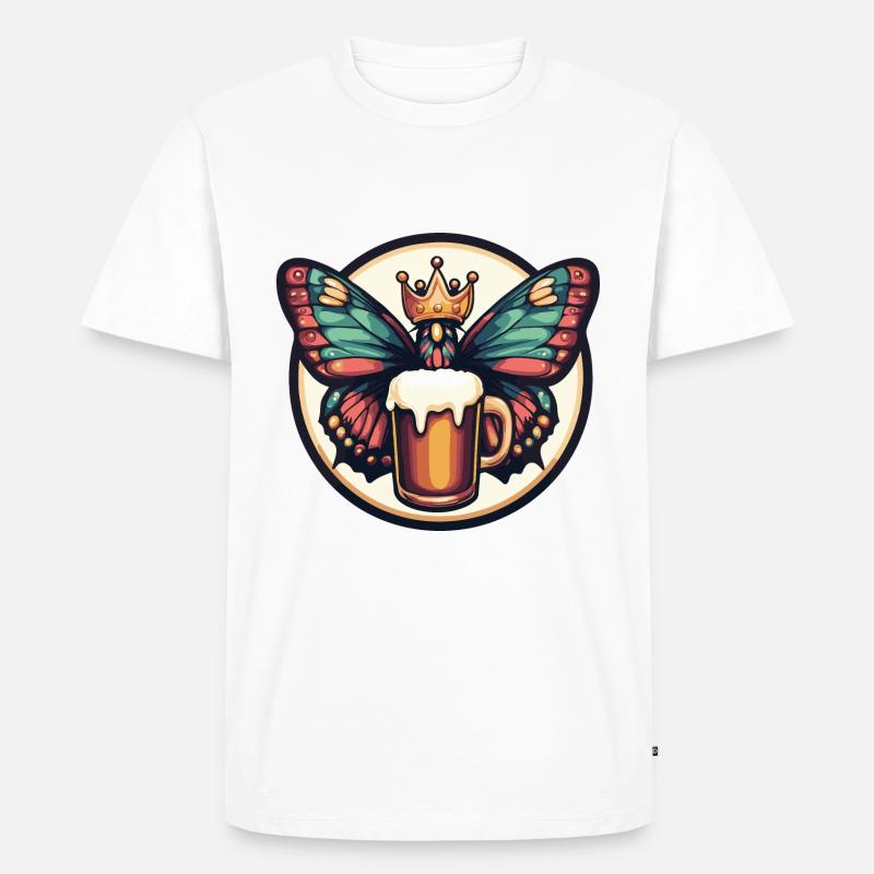 Schmetterling Bier Comic - Männer Premium Bio T-Shirt - Weiß