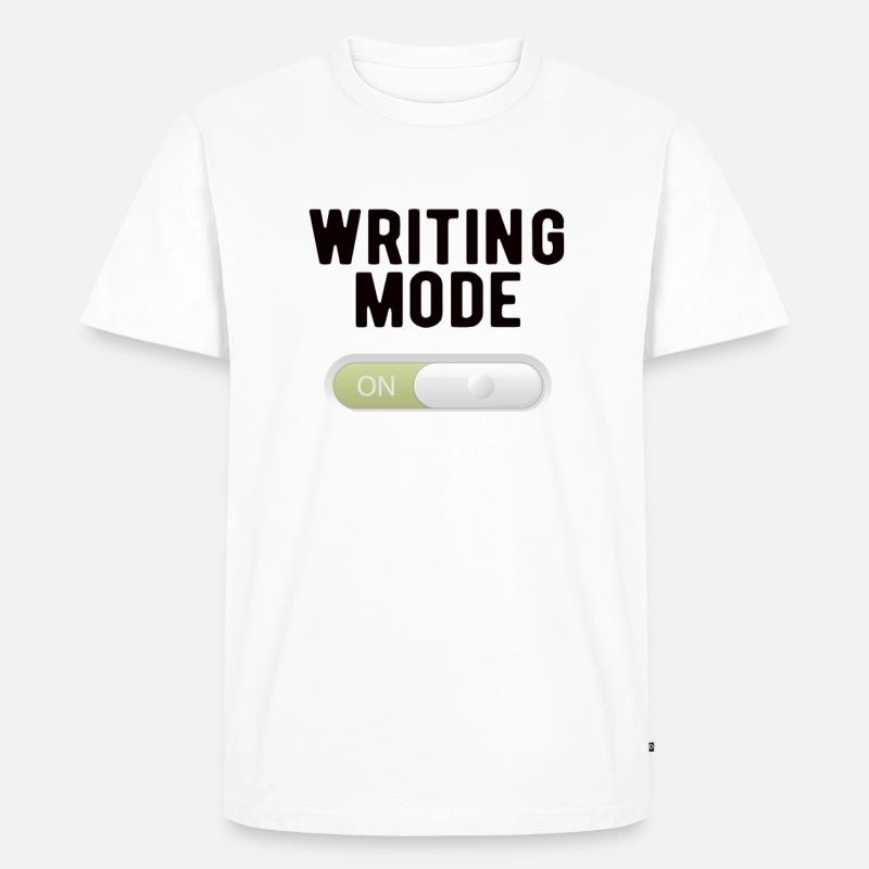 WRITER: Writing Mode on - Männer Premium Bio T-Shirt - Weiß