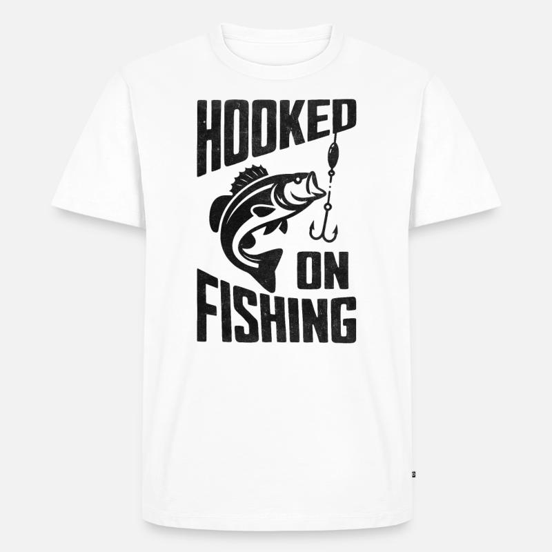Hooked on Angeln Angler - Männer Premium Bio T-Shirt - Weiß