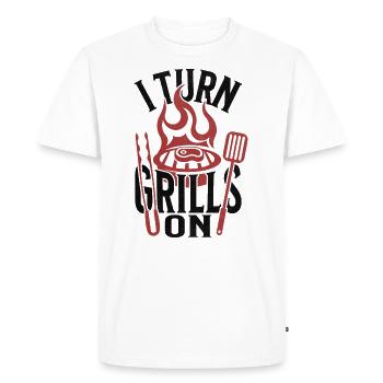 Turn Grills On Funny BBQ Grill Master - Men's Premium Organic T-Shirt - white - Front - Nico (187cm)