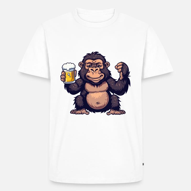 Gorilla Bier Comic Party - Männer Premium Bio T-Shirt - Weiß