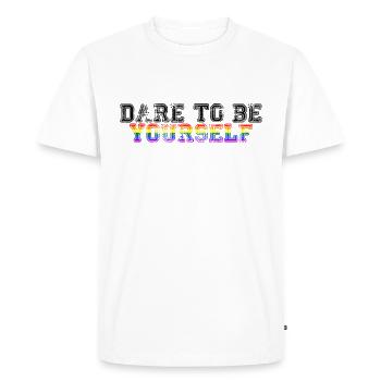 Osez être vous-même Rainbow Gay Pride - T-shirt Premium bio Homme - blanc - Devant - Nico (187cm)