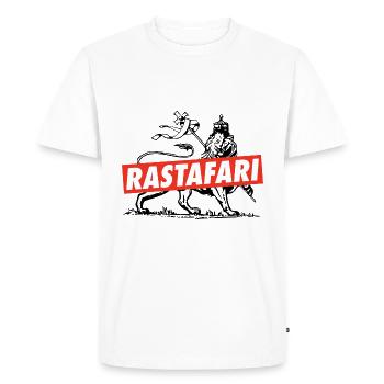 Lion de Judah - Jah Rastafarian - Chemise Reggae Roots - T-shirt Premium bio Homme - blanc - Devant - Nico (187cm)