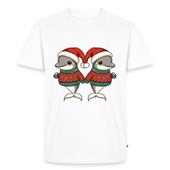 Dolphin Christmas Team - Men's Premium Organic T-Shirt - white - Front - Nico (187cm)