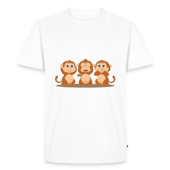 trois singes - T-shirt Premium bio Homme - blanc - Devant - Nico (187cm)