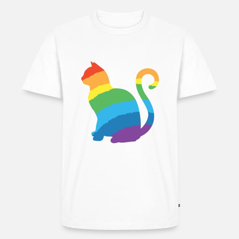 rainbow cat - Männer Premium Bio T-Shirt - Weiß