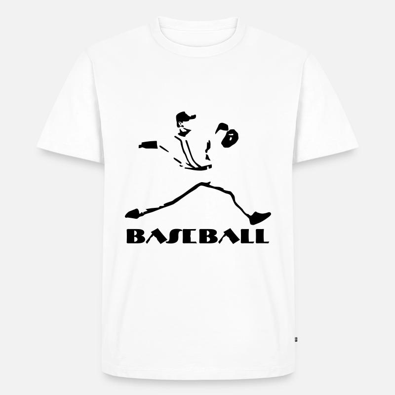 Baseball, Baseball Player - Männer Premium Bio T-Shirt - Weiß