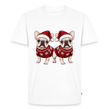 Equipe de Noël du Chien Buldog Français - T-shirt Premium bio Homme - blanc - Devant - Nico (187cm)