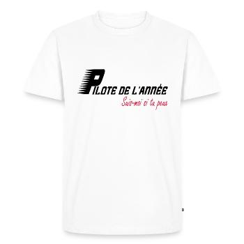 Pilote de l'année suis moi si tu peux - T-shirt Premium bio Homme - blanc - Devant - Nico (187cm)