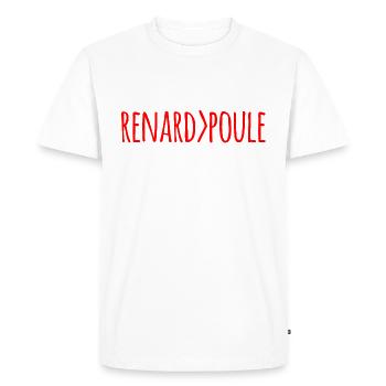 Fox> Hen Fox greater than Hen (red) - Men's Premium Organic T-Shirt - white - Front - Nico (187cm)