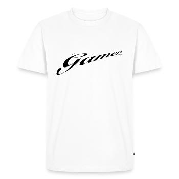 gamer - Herre Premium økologisk T-shirt - hvid - Foran - Nico (187cm)