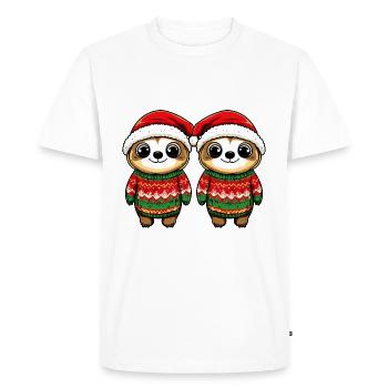 Sloth Christmas Team - Men's Premium Organic T-Shirt - white - Front - Nico (187cm)