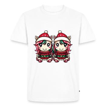 Unicorn Christmas Team - Men's Premium Organic T-Shirt - white - Front - Nico (187cm)