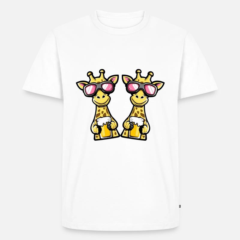 Giraffe Ski Team Bier - Männer Premium Bio T-Shirt - Weiß