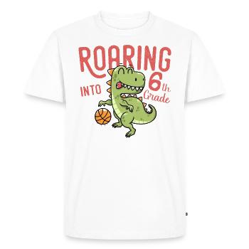 Roaring into 6th Grade Dinosaur Basketball - T-shirt Premium bio Homme - blanc - Devant - Nico (187cm)