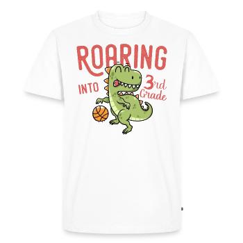 Roaring into 3rd Grade Dinosaur Basketball - T-shirt Premium bio Homme - blanc - Devant - Nico (187cm)